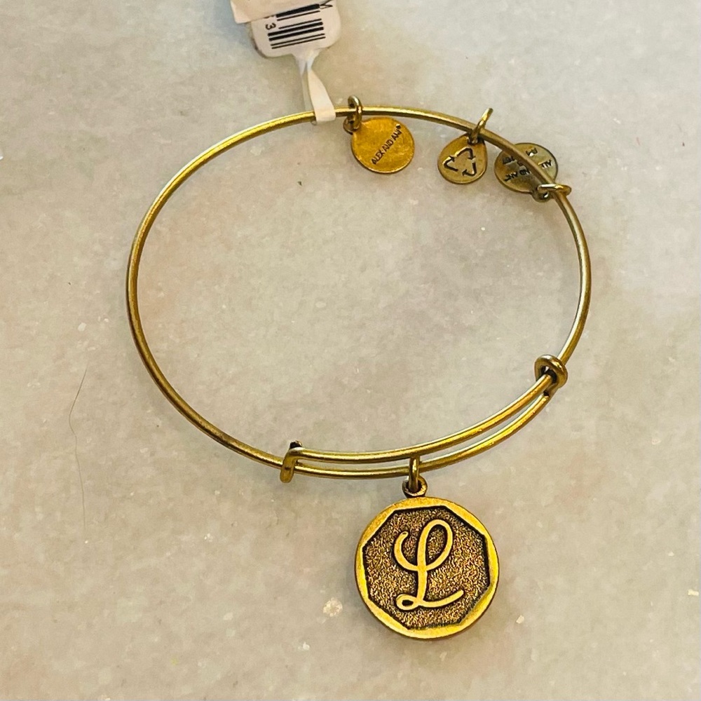 Alex and Ani NWT Initial L Adjustable Bangle Bracelet 409